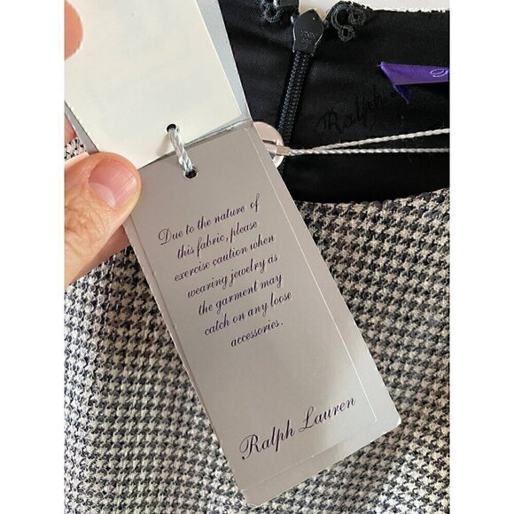 Ralph Lauren Purple Label Corsica Cocktail Dress 10 Houndstooth Sequins - Picture 10 of 14